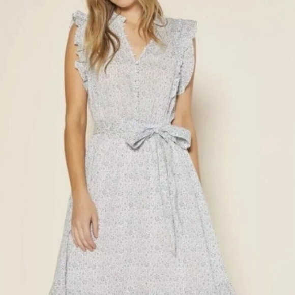 Outerknown Canyon Cotton Floral Maxi Size M Blue White Ditzy Tiered Dress Size M - Picture 13 of 13